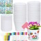 Set Paintable Flower Pot Activity Craft Kit - with Watercolor Pens, Plant Labels, and Stickers – DIY Gardening Gift for Kids, Fun Activity for Boys and Girls